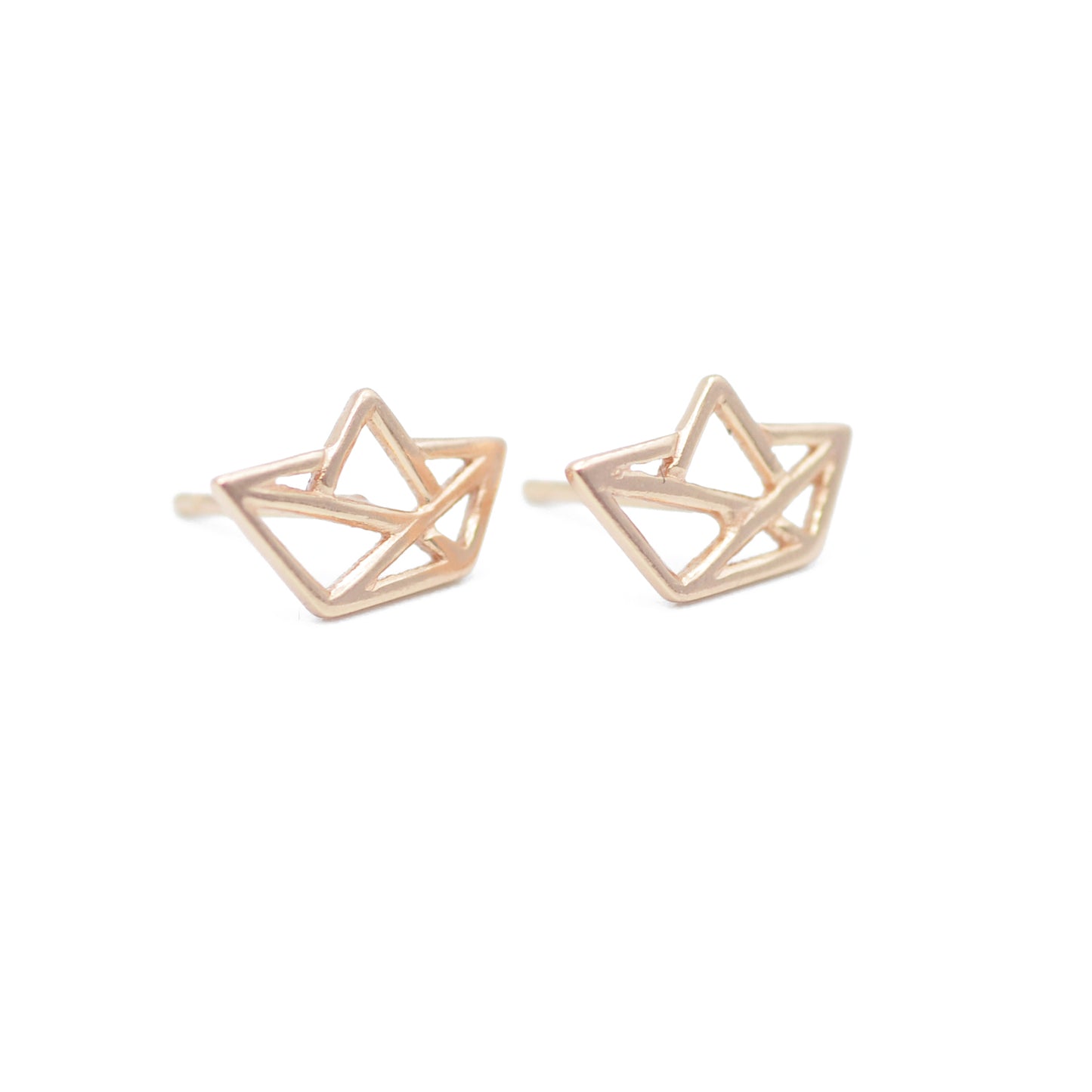 Origami paper boat / paper ship stud earrings / 925 sterling silver