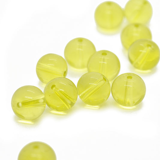 Perle aus Glas hellgrün / Kugel / Ø 10mm