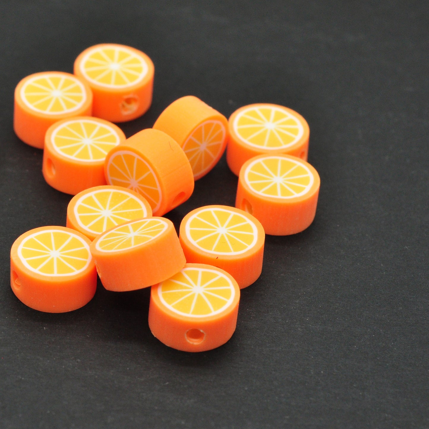 Orangen Scheiben aus Fimo / 10mm / 10 Stk.