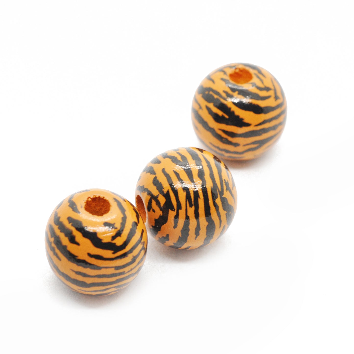 Holzperle mit WildLife print Tiger / Ø 14 mm