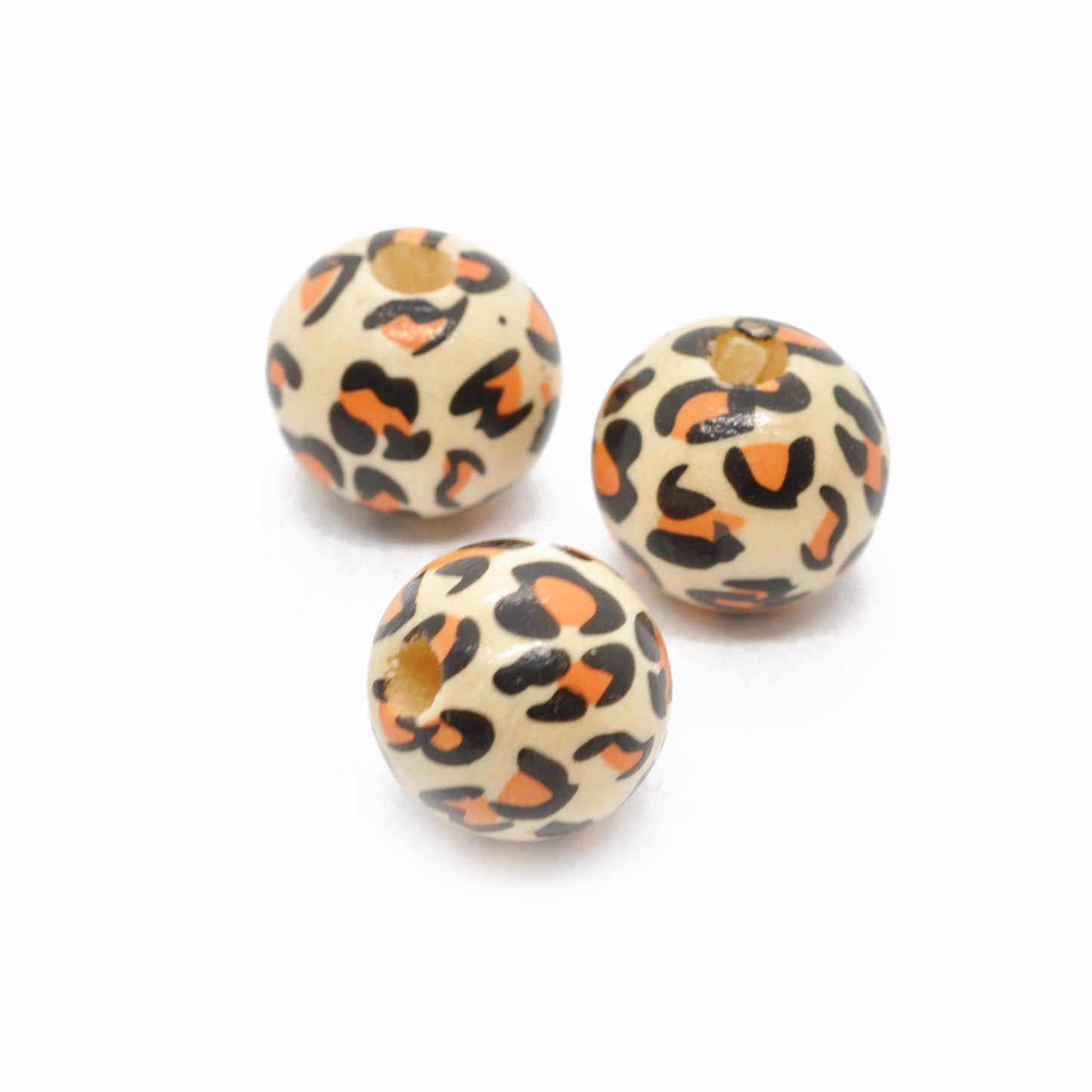 Holzperle mit WildLife print Leo / Ø 14 mm