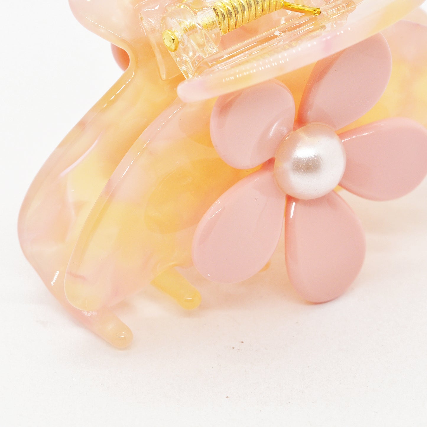 Haarklammer / big flower peach rose