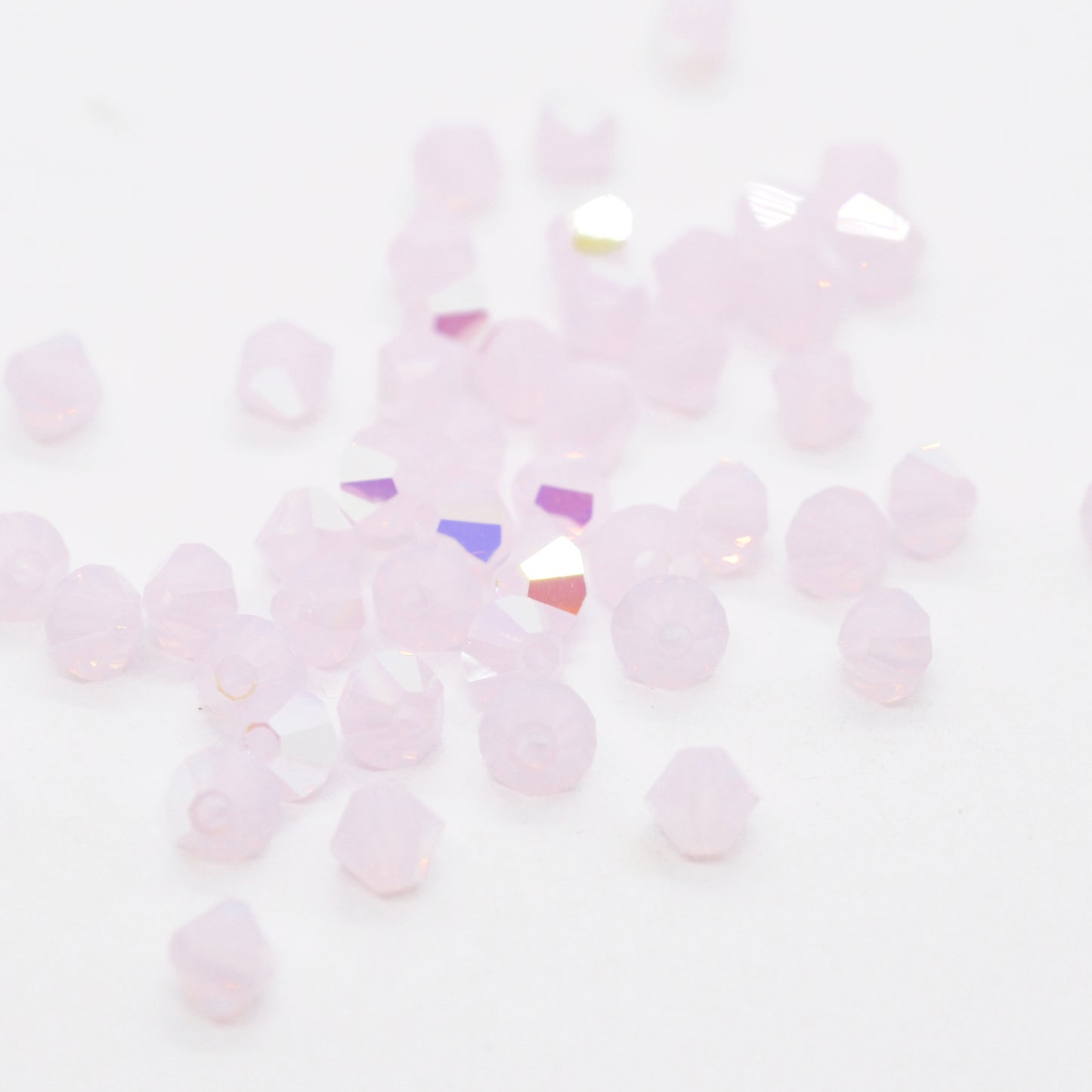 Preciosa Bicone Rondelle Bead / Rose Opal AB / 50 pcs. / Ø 4mm