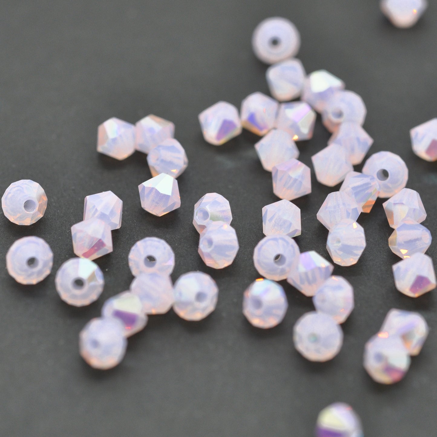 Preciosa Bicone Rondelle Bead / Rose Opal AB / 50 pcs. / Ø 4mm