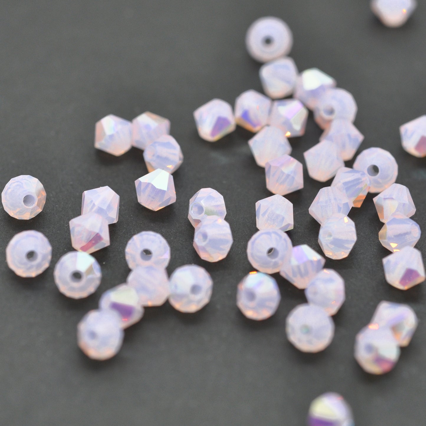 Preciosa Bicone Rondelle Bead / Rose Opal AB / 50 Stk. / Ø 4mm