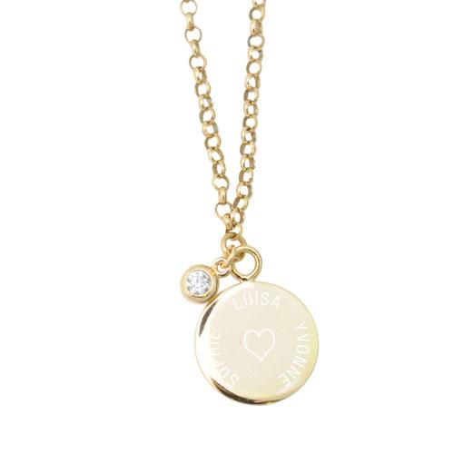 Personalized chain with circular engraving & zircon / 925 silver / bean chain