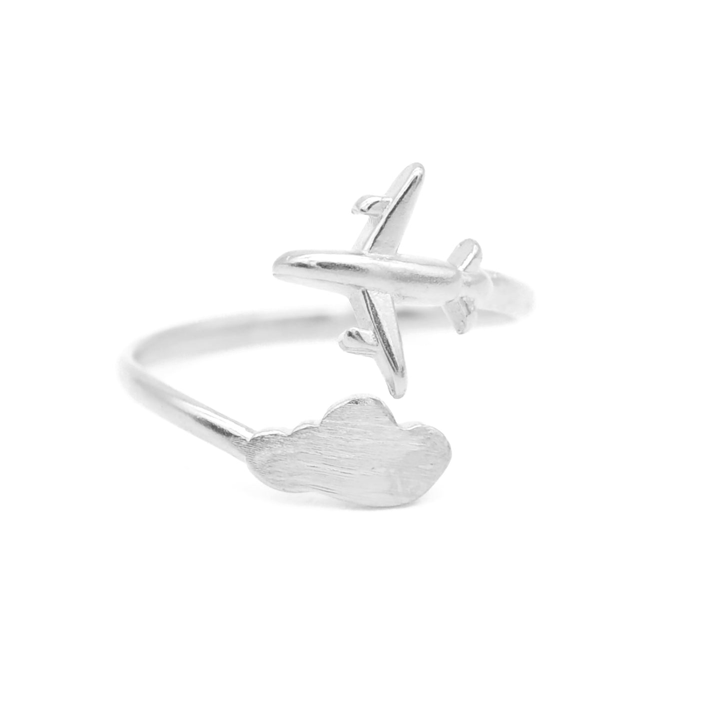 Ring airplane with cloud / brass / adjustable