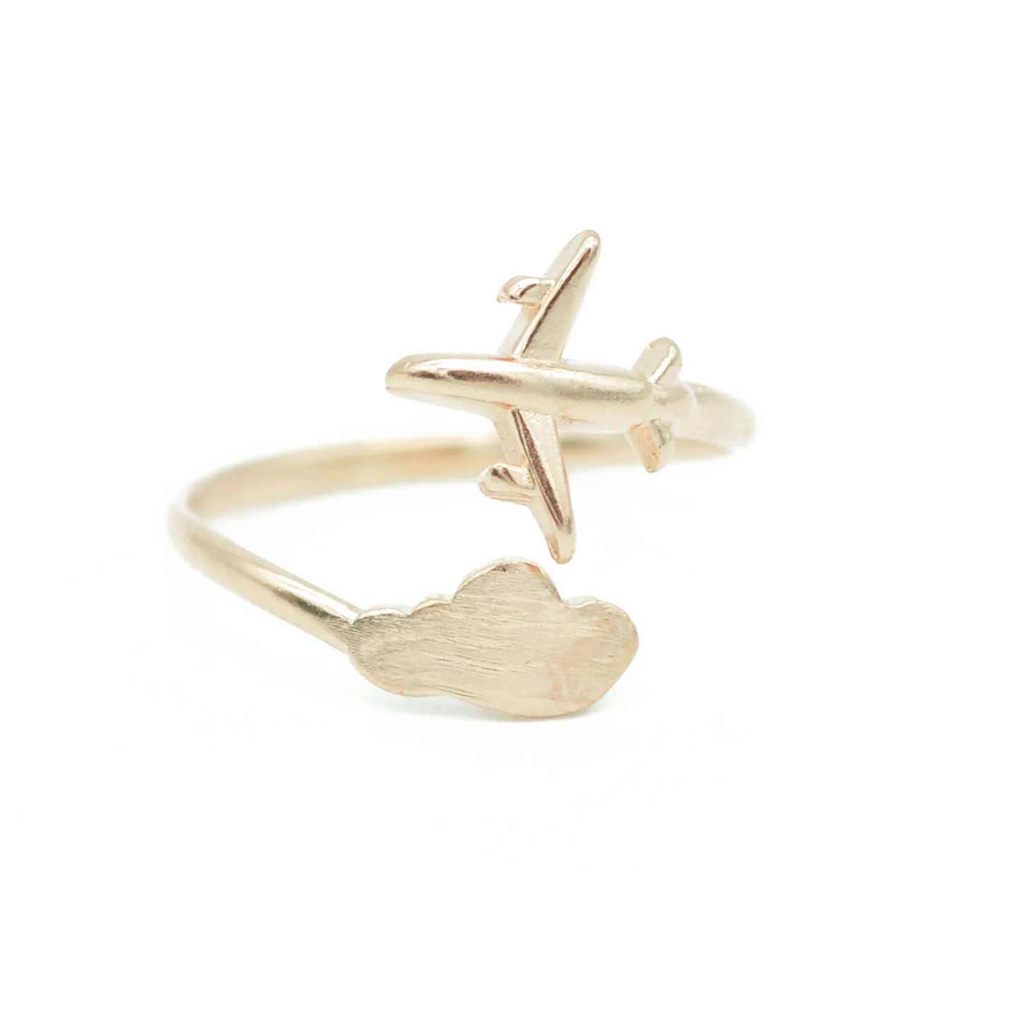 Ring airplane with cloud / brass / adjustable