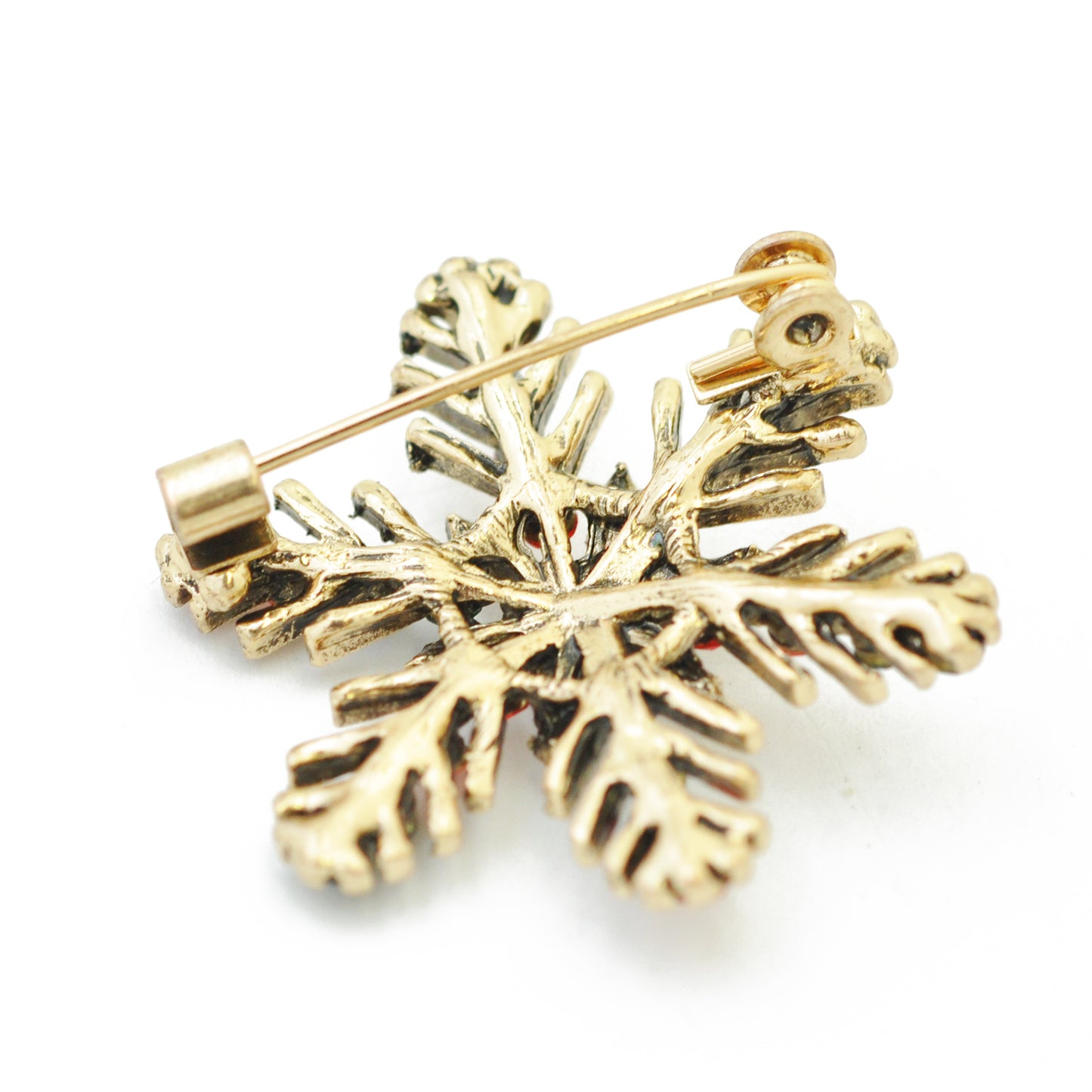 Christmas Brooch Snowflake / gold colored / 35x35mm