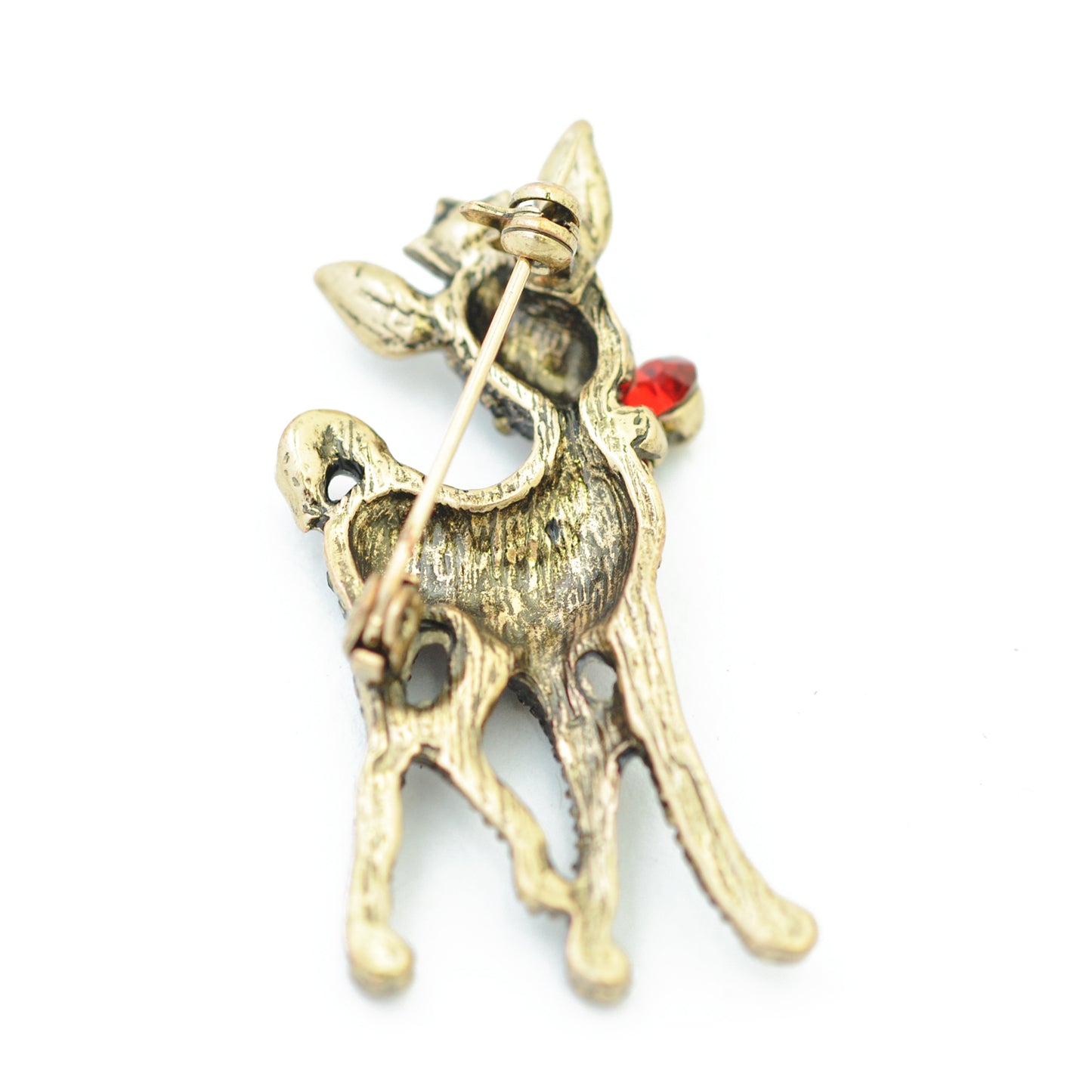 Christmas brooch deer Bambi / brass colored / 40x20mm