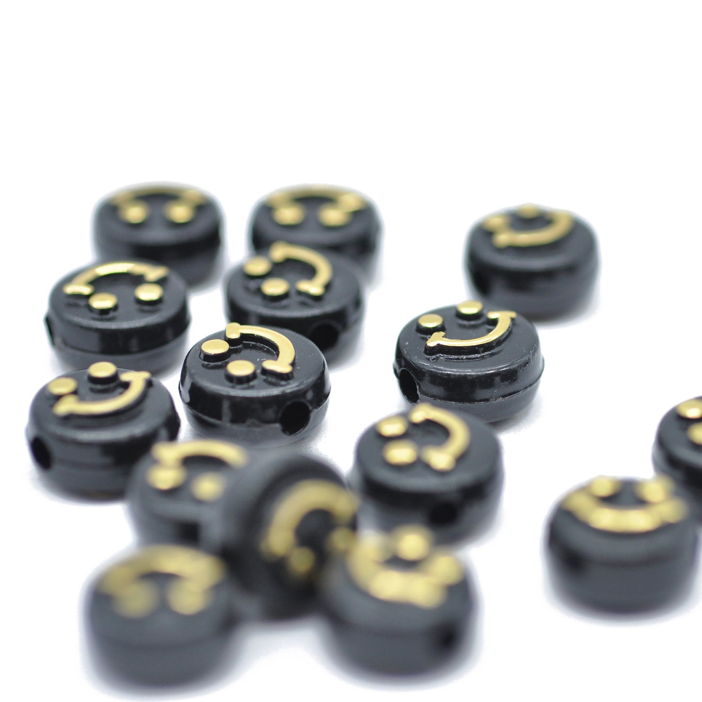 Smiley / round flat / black gold / Ø 10 mm