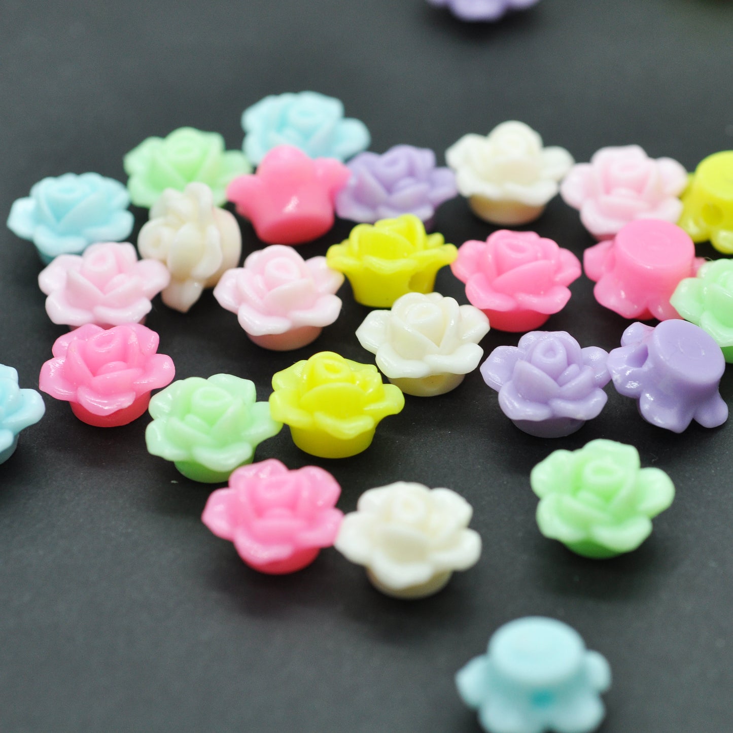 Blüte bunter neon pastel mix Acryl / Ø 12mm / 10 Stk.