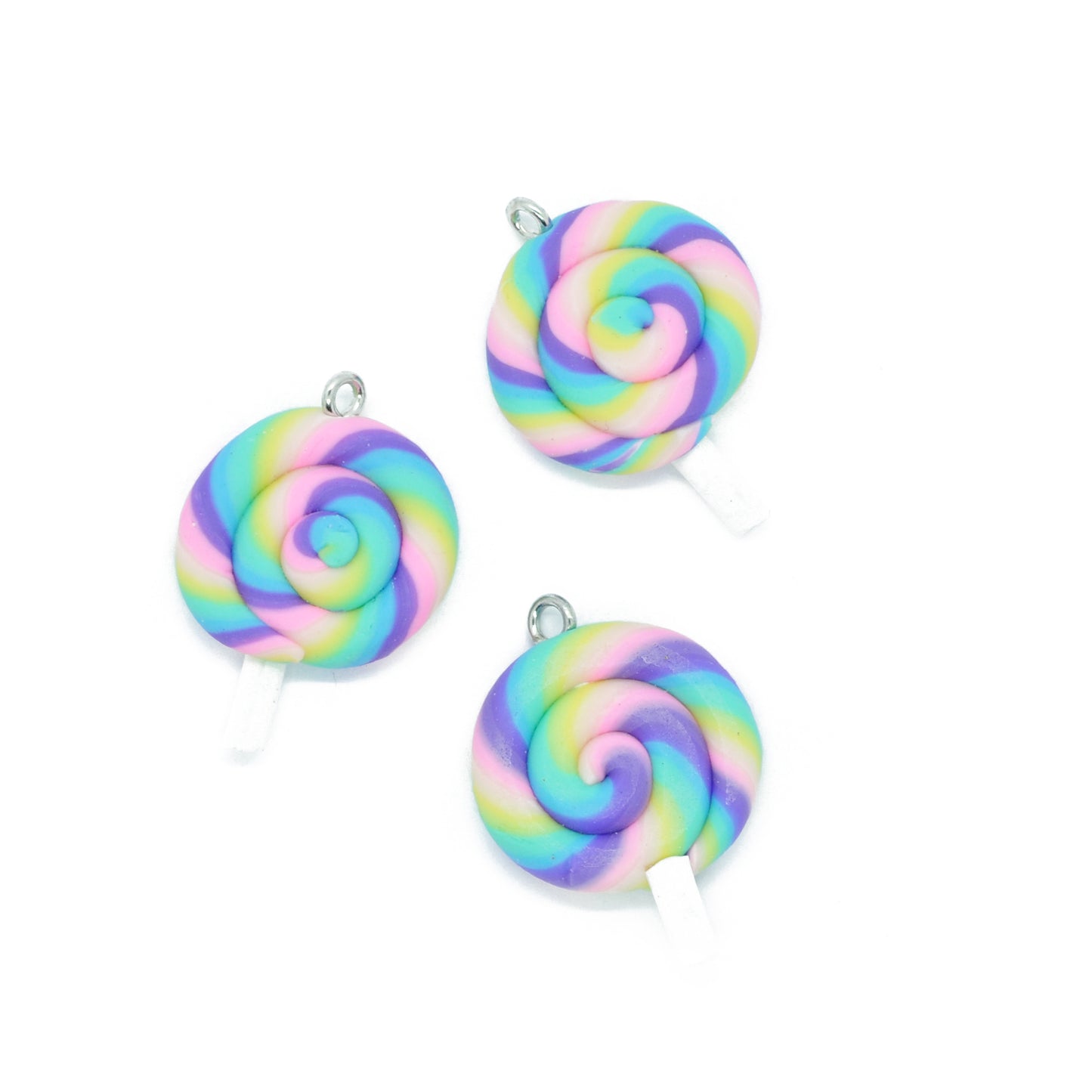 Polymer clay lollipop pendant / 20 mm