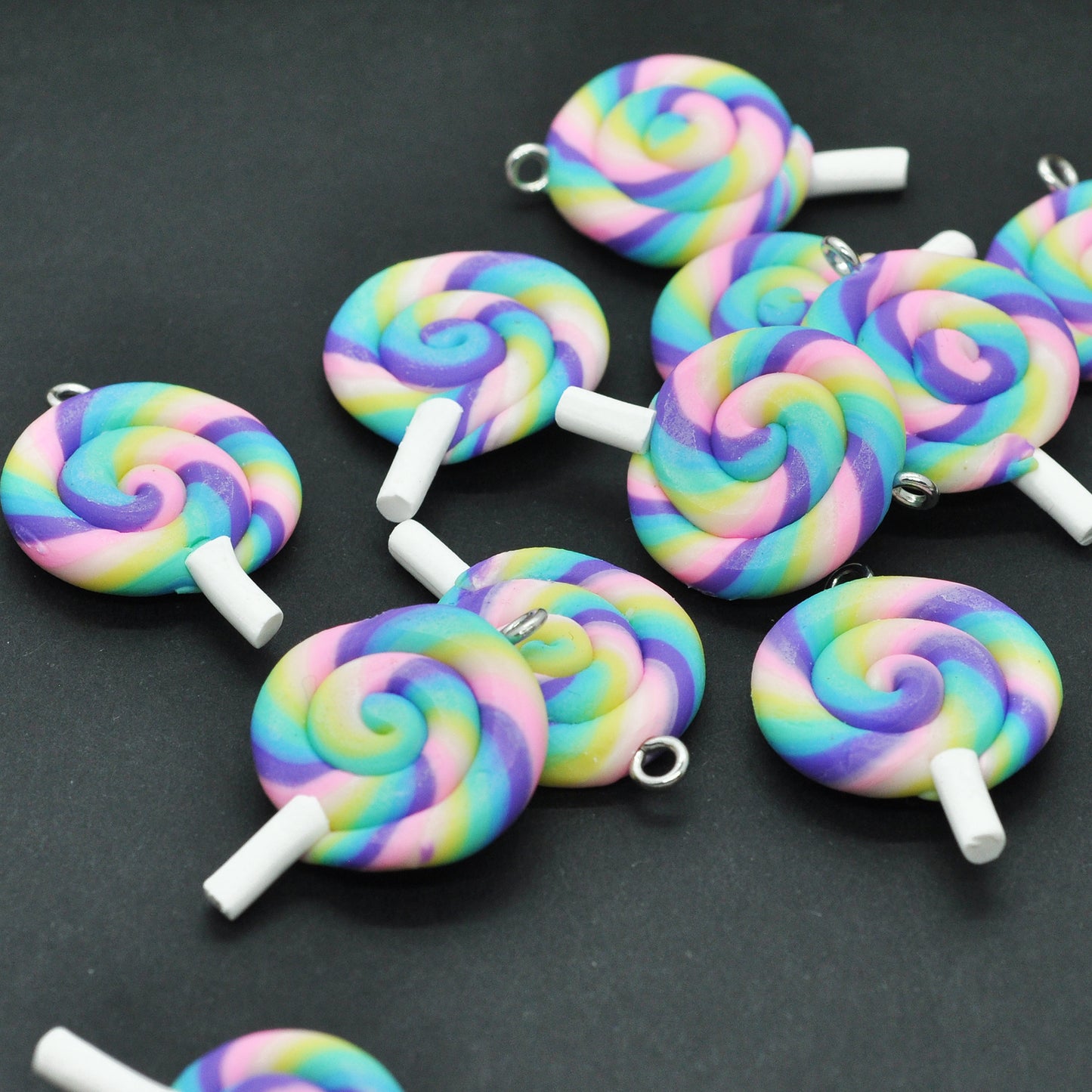 Polymer clay lollipop pendant / 20 mm