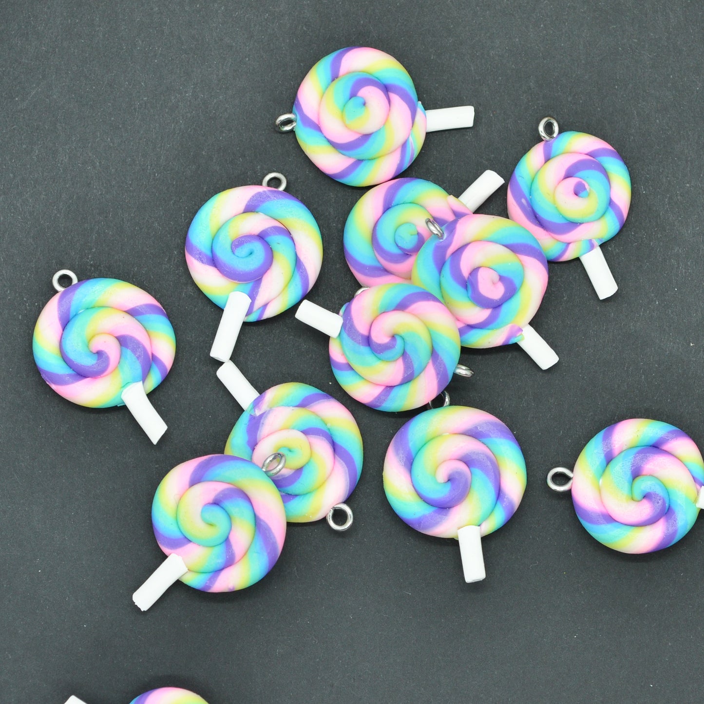 Polymer clay lollipop pendant / 20 mm