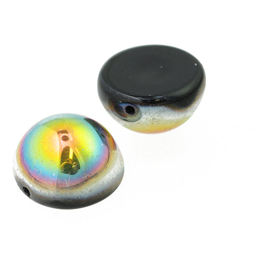 Preciosa Dome Bead / jet vitrail schwarz / Ø 14 mm