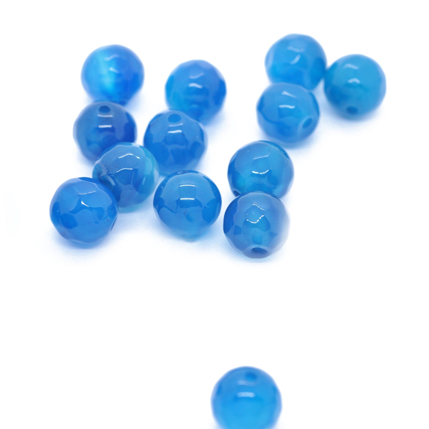 Agate gemstone ball / faceted / blue / Ø 8 mm