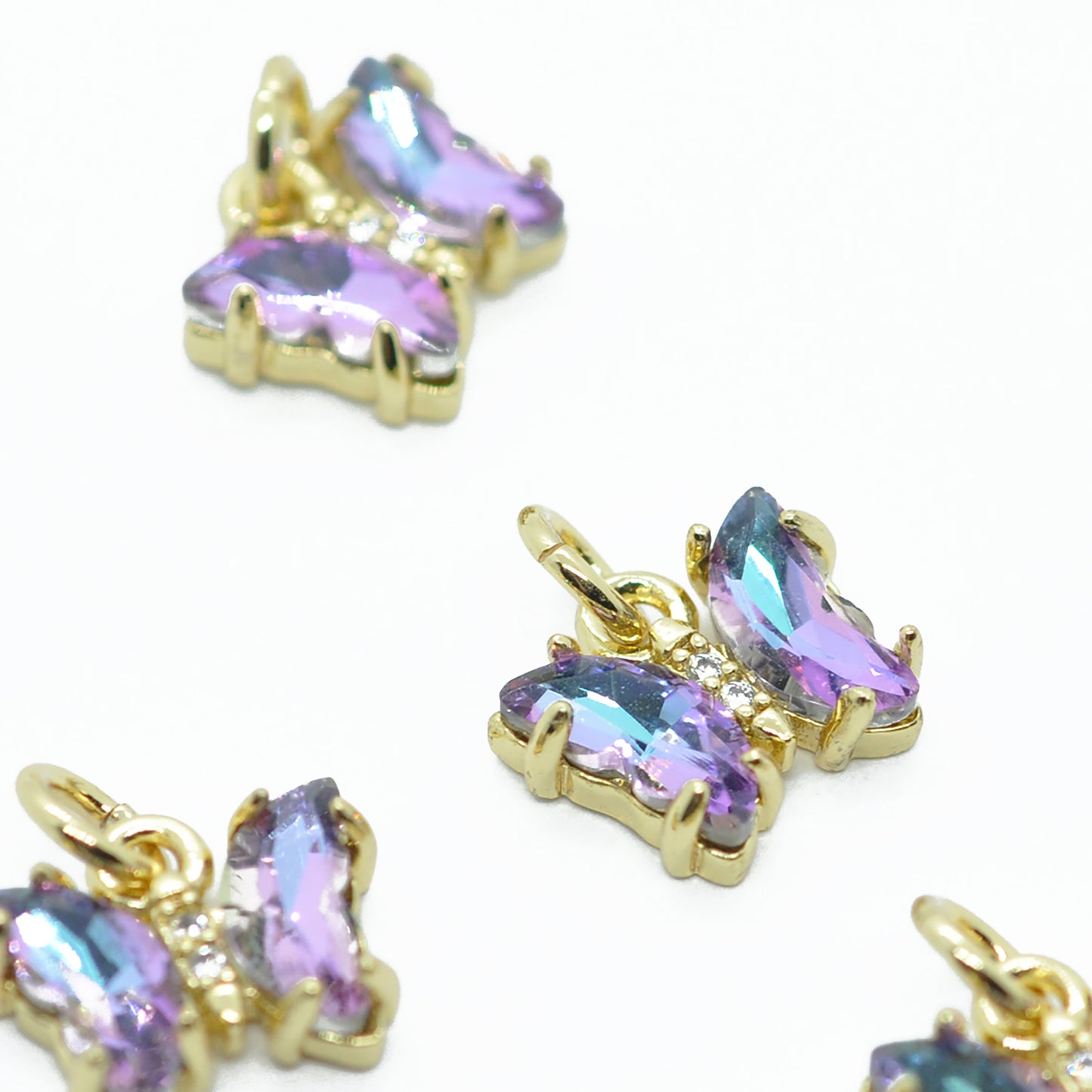 Pendant butterfly zircon / lilac gold / 12 mm