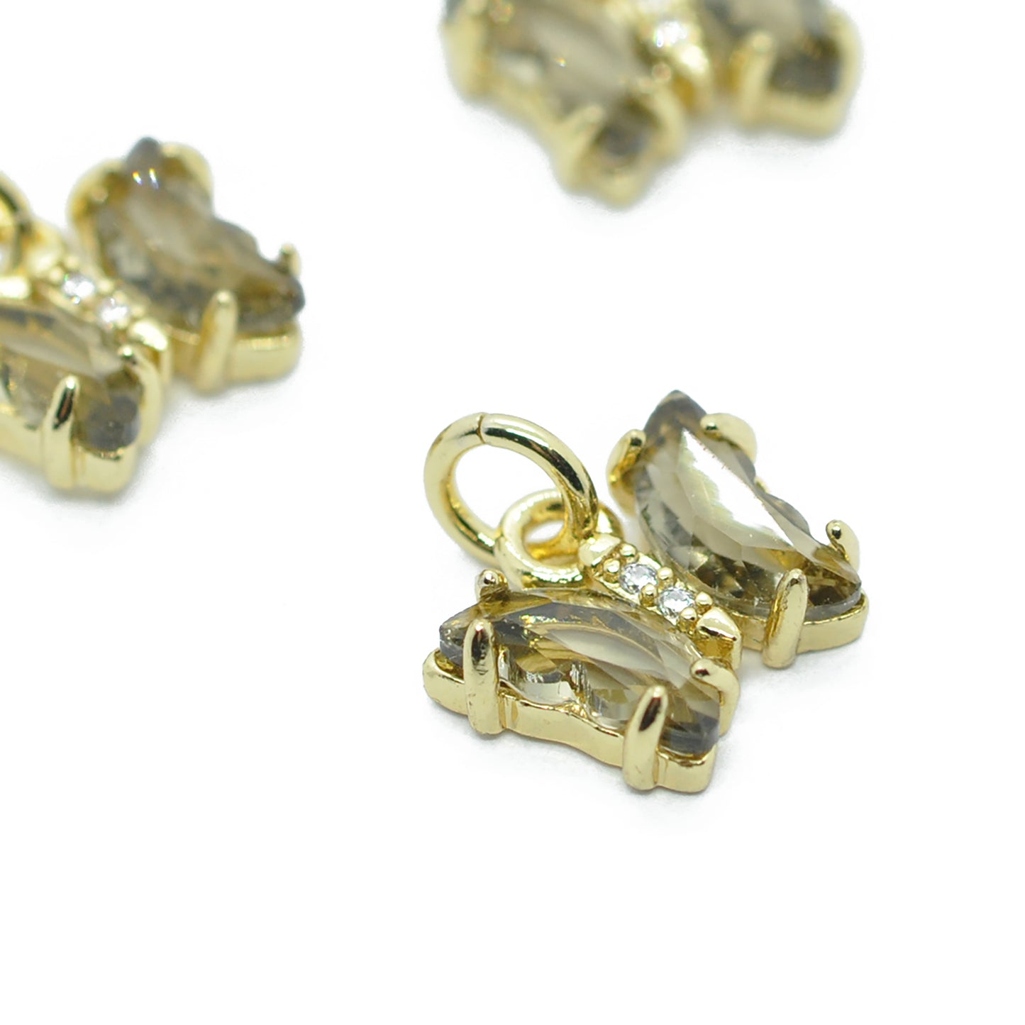 Pendant butterfly zircon / gray gold / 12 mm