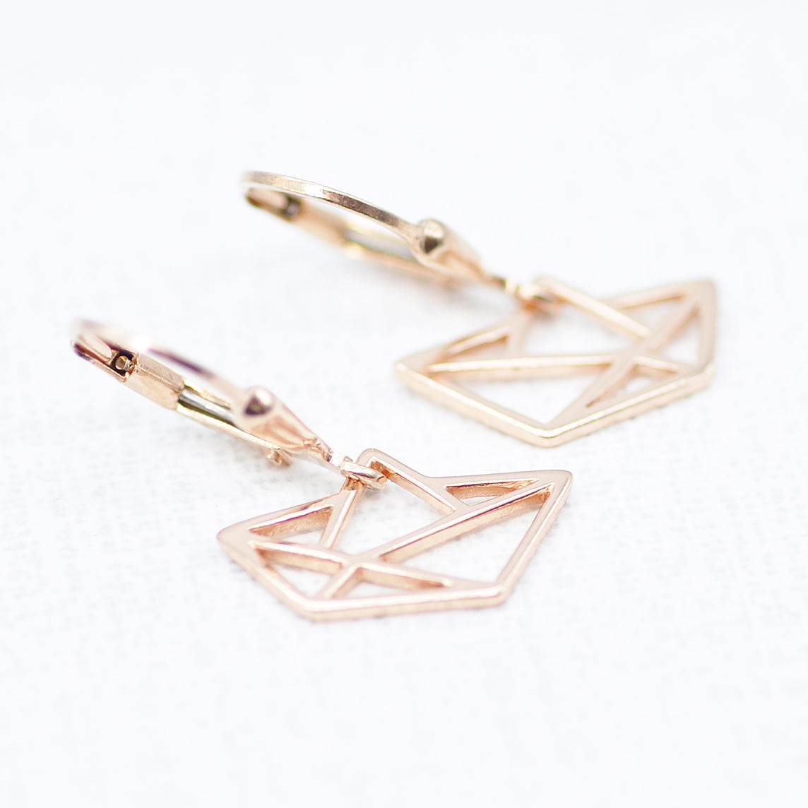 Paper boat origami earrings / 925 sterling silver
