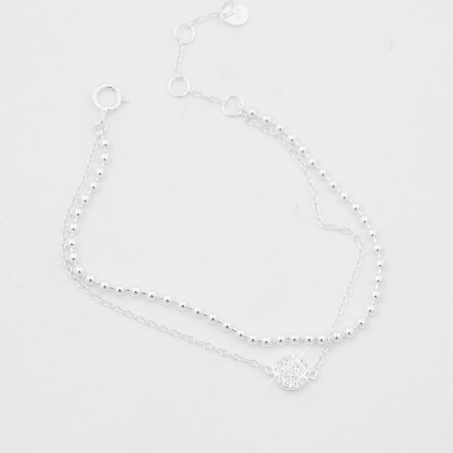 Armband mit Pavée / 925er Sterling Silber / 15 + 3 cm