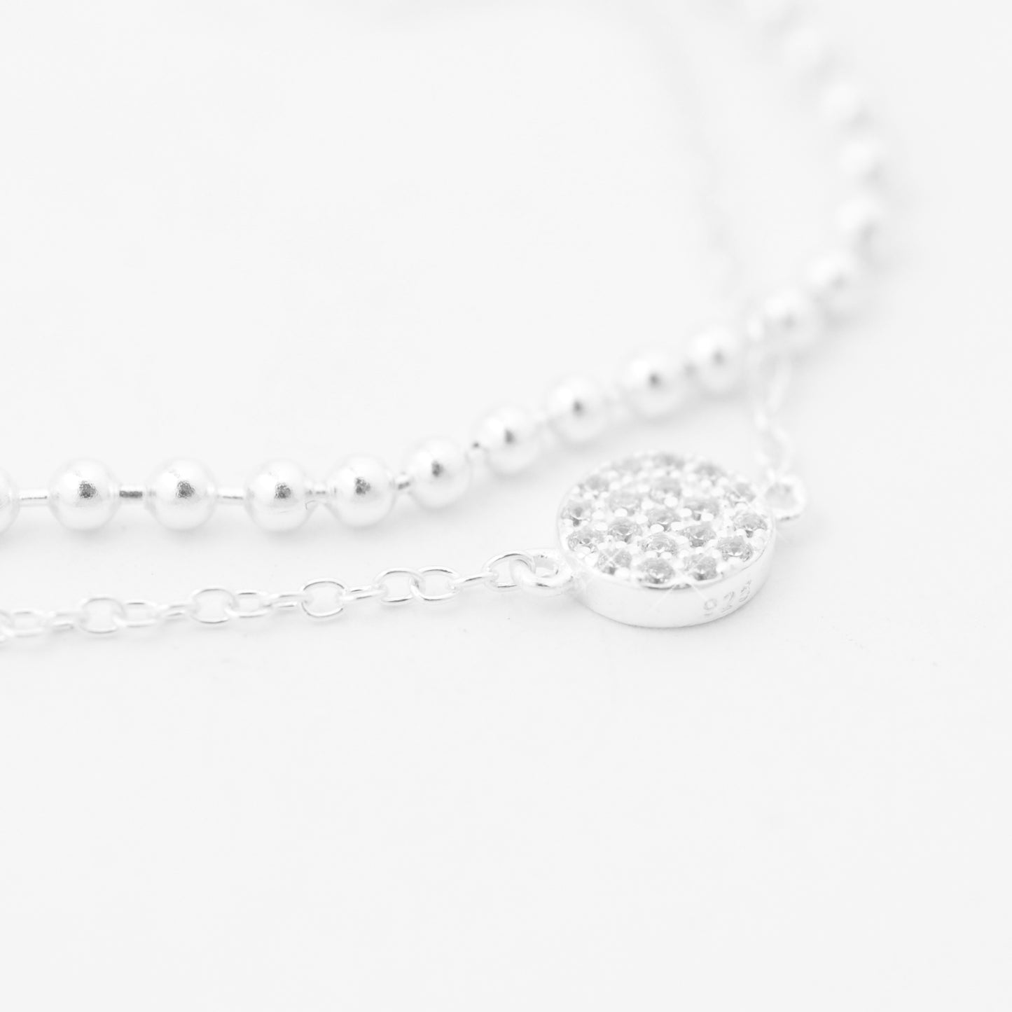 Armband mit Pavée / 925er Sterling Silber / 15 + 3 cm