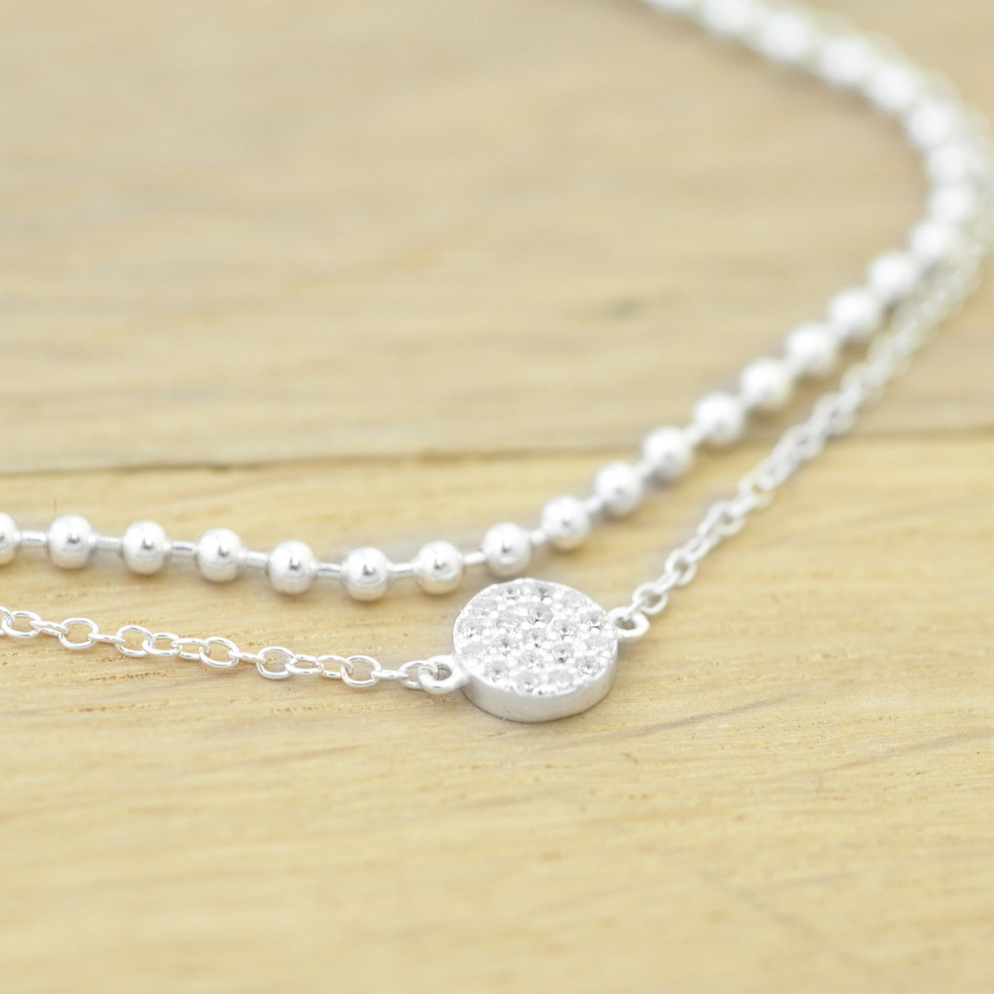 Armband mit Pavée / 925er Sterling Silber / 15 + 3 cm