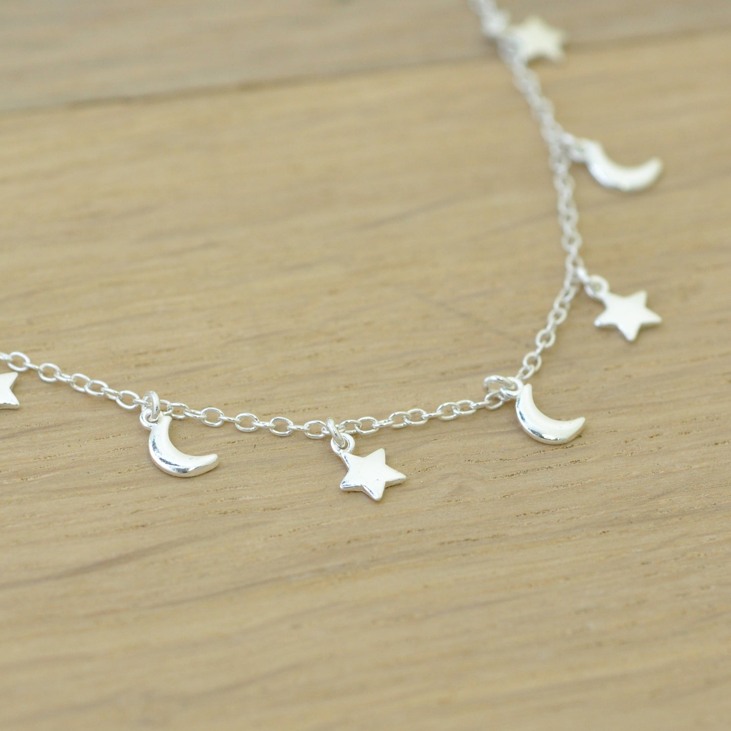 Choker chain "Moon & Stars" / 925 sterling silver / 32 + 5 cm