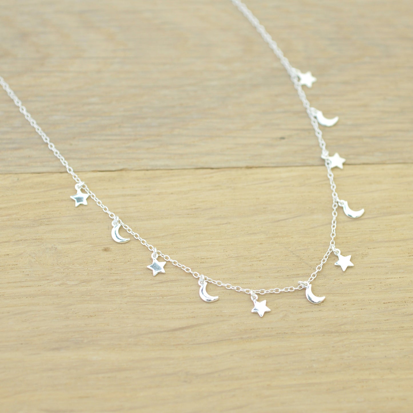 Choker chain "Moon & Stars" / 925 sterling silver / 32 + 5 cm