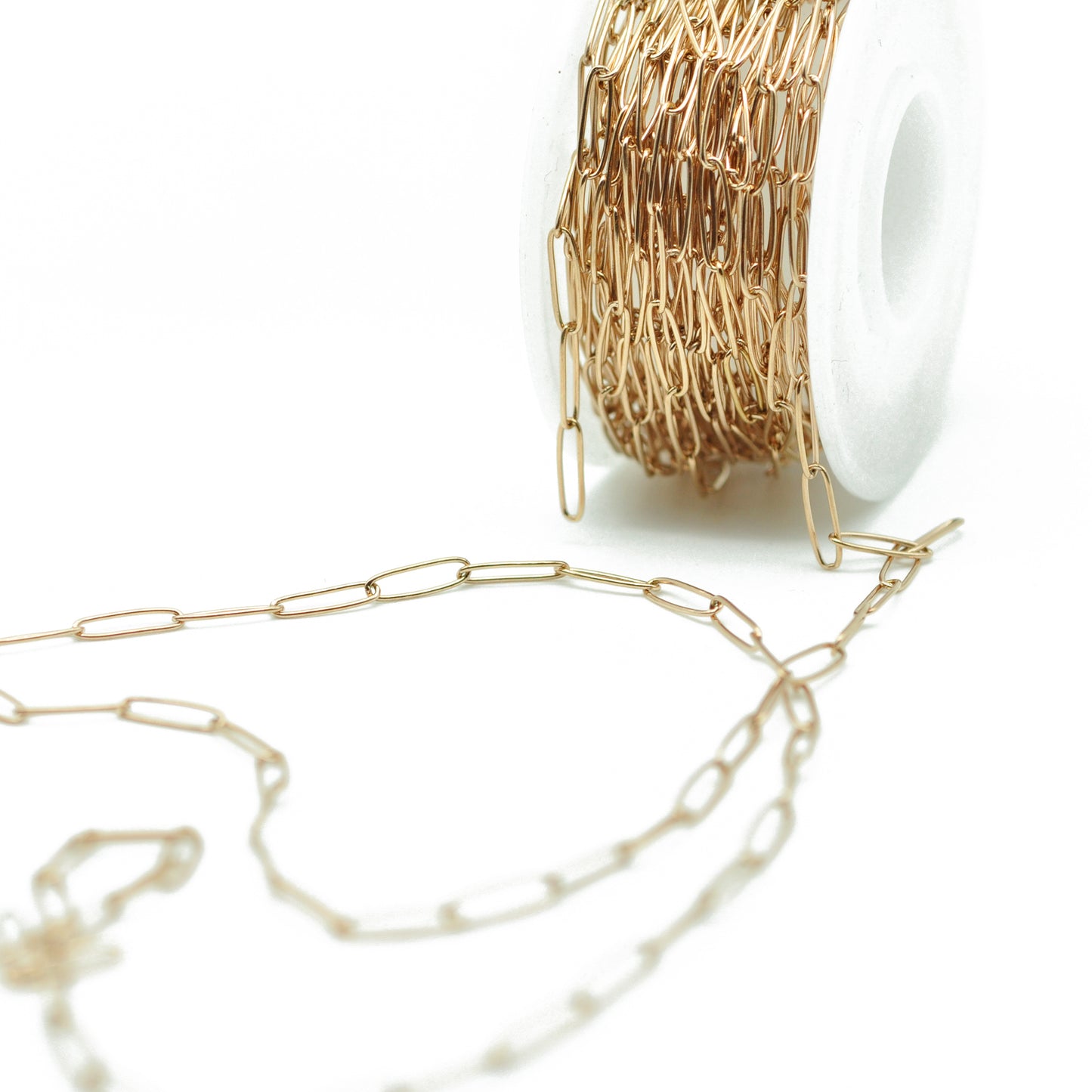 Delicate paper clip stainless steel chain / rose gold plated / 9 x 2.6 mm
