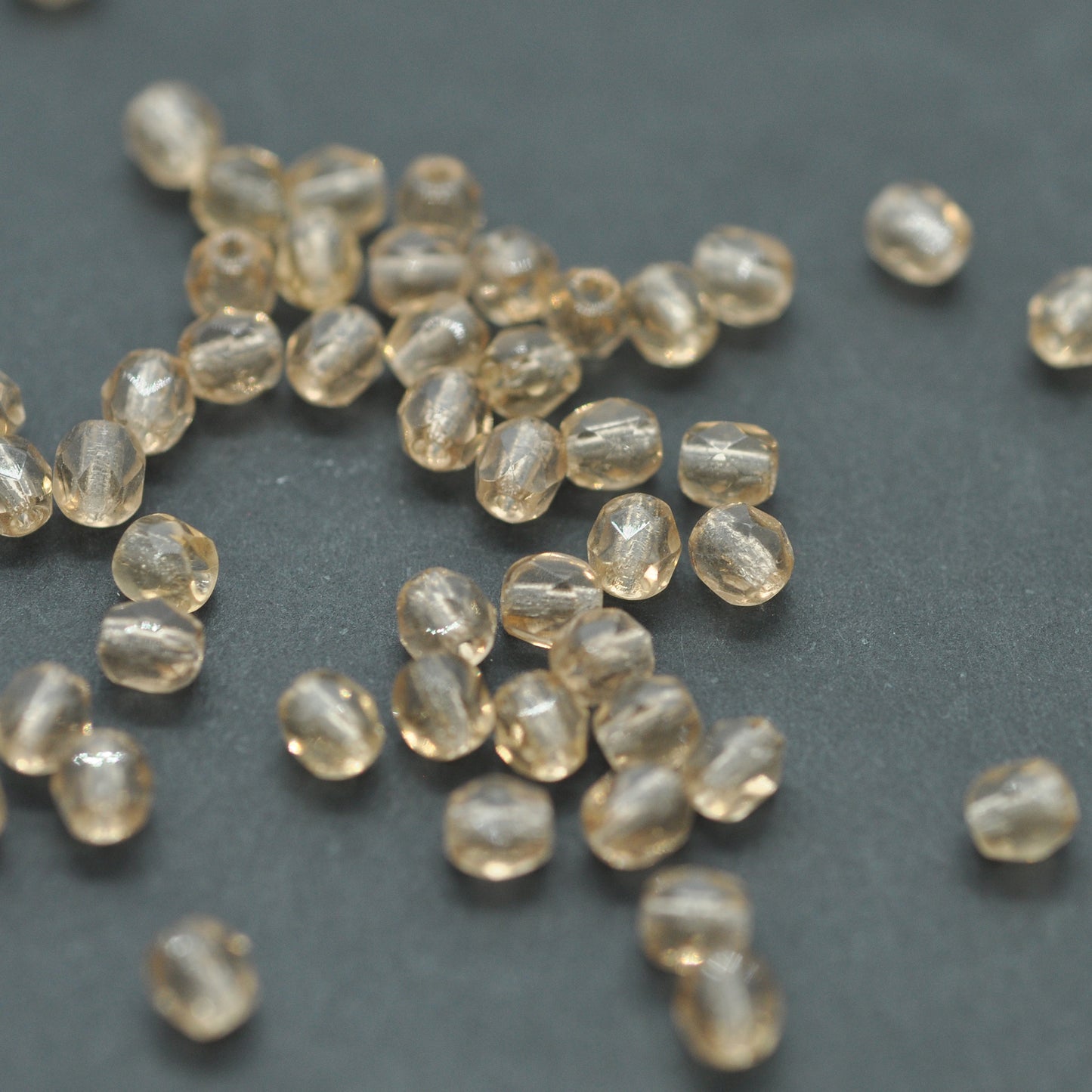 Preciosa faceted glass beads / light brown / 100 pcs. / 4mm