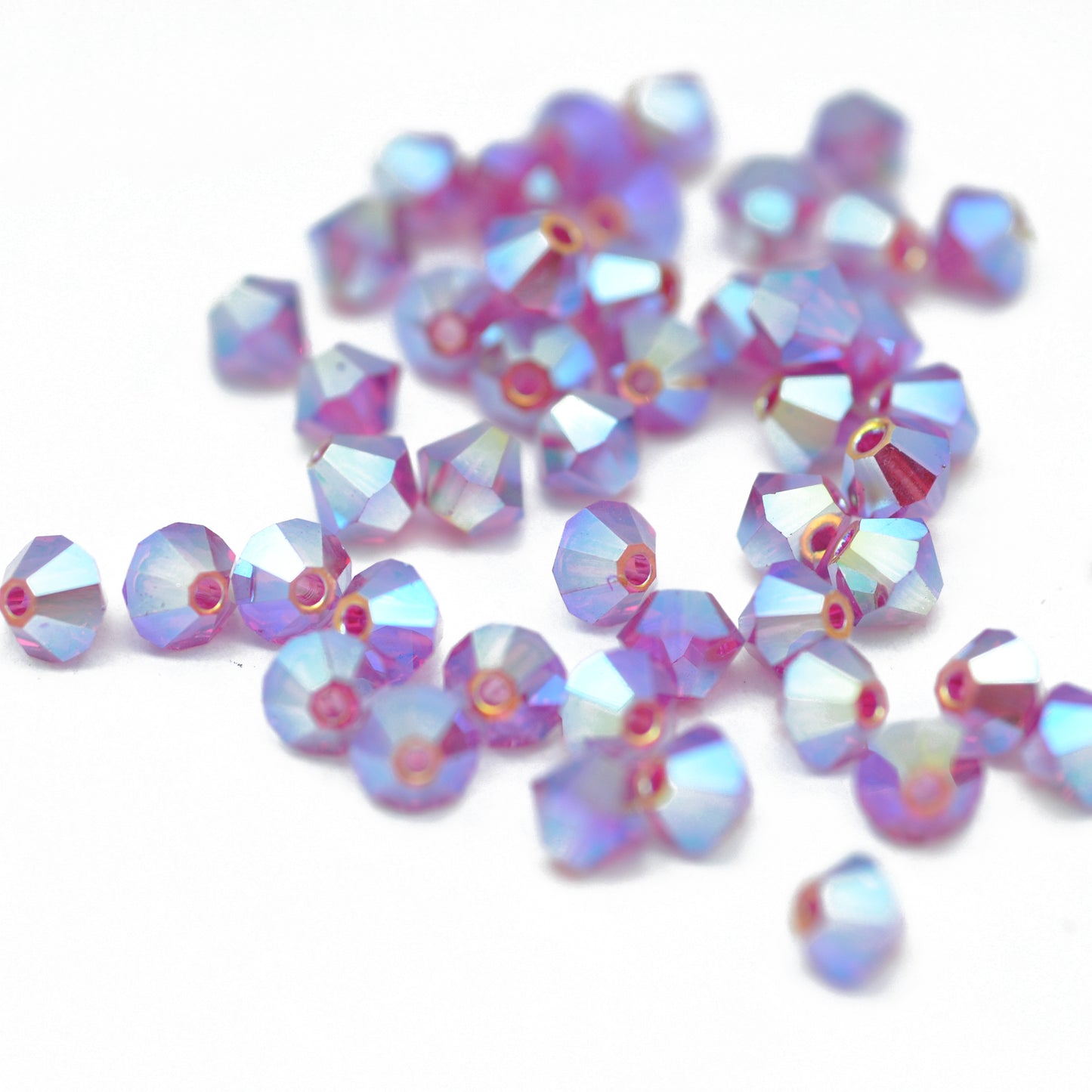 Preciosa Bicone Rondelle Bead / Fuchsia 2AB / 50 pcs. / Ø 4mm