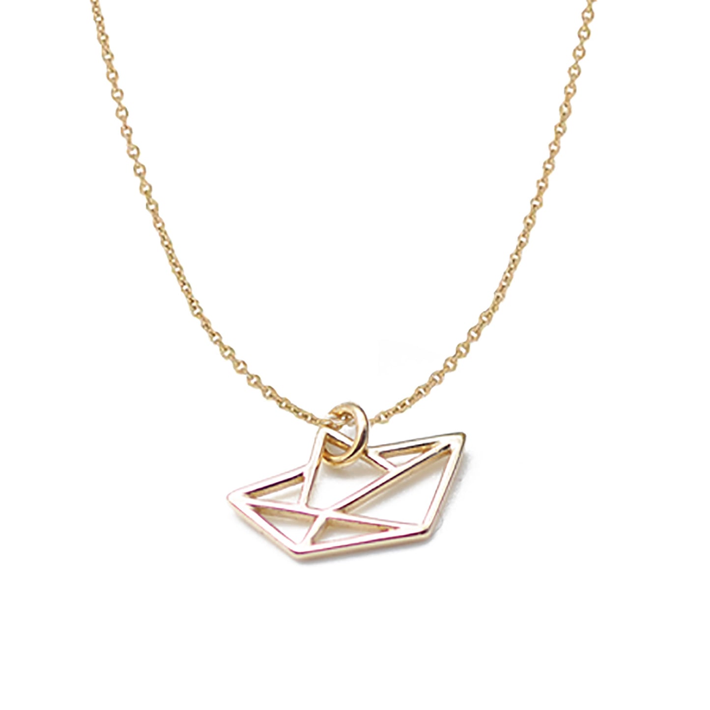 Zarte Origami Papierboot Kette / 925er Sterling Silber 18k vergoldet / Feine Erbskette