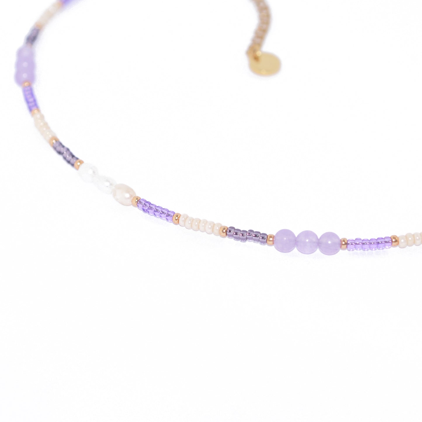 Halskette Choker Violet Liebe / Süßwasserperlen / 38cm