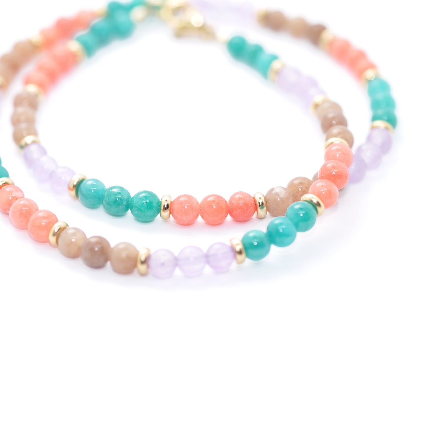 Halskette Choker Coral Love / Edelsteine / gefärbte Jade / 38cm