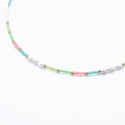 Halskette Choker Mint Dream Pearl / Süßwasserperlen / 38cm