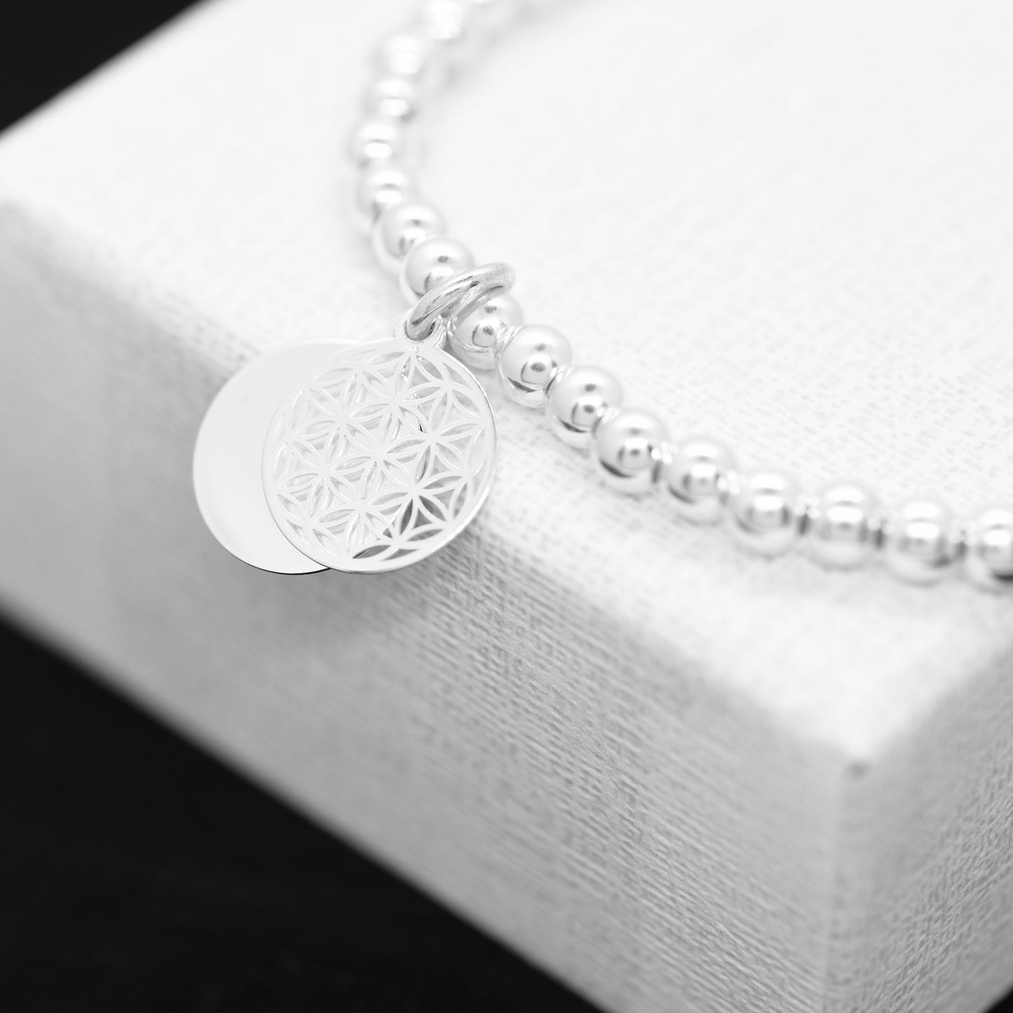 Bracelet personalized with engraved platelet & flower of life / 925 sterling silver