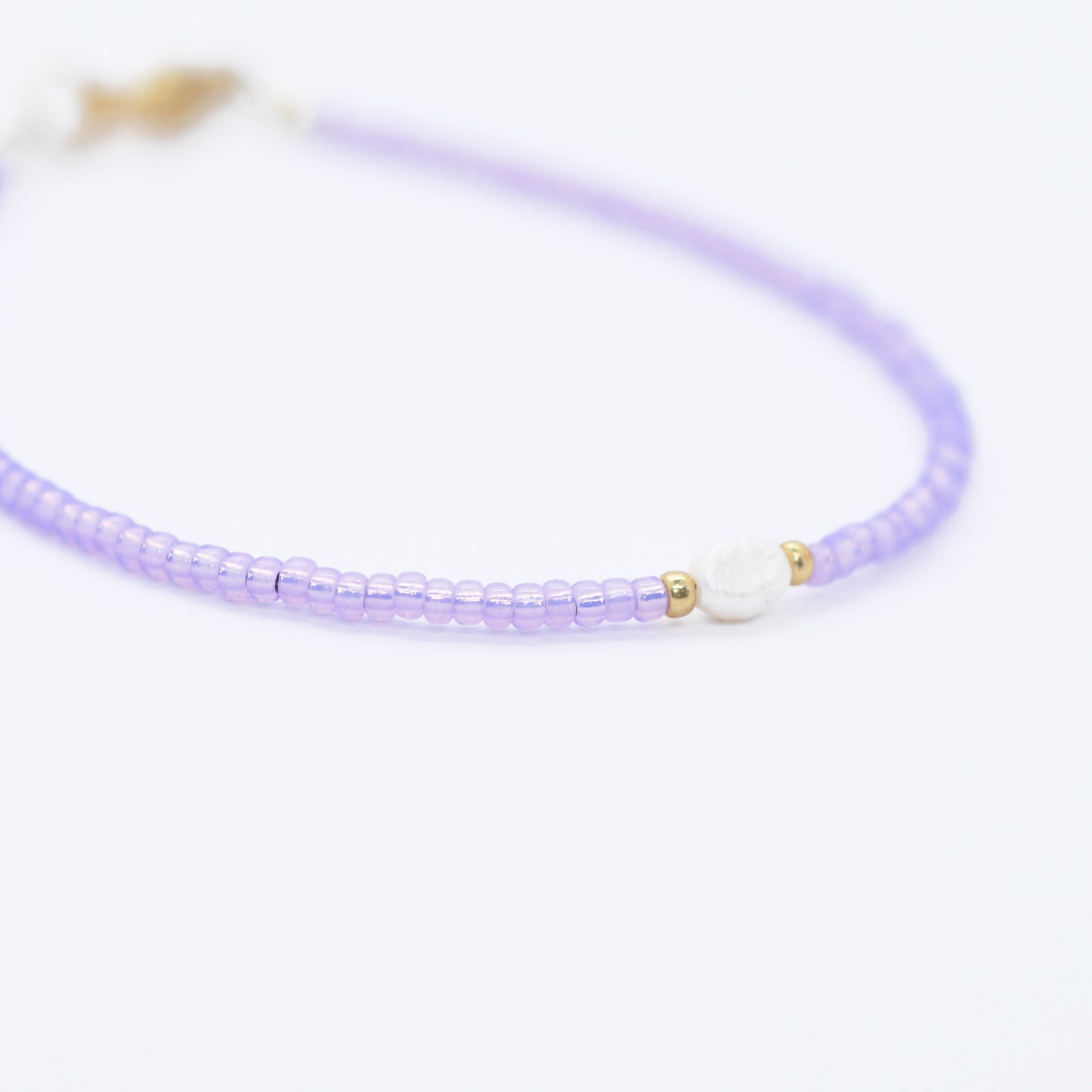 Armband / Violet Corsica / Süßwasserperle / Edelstahl vergoldet