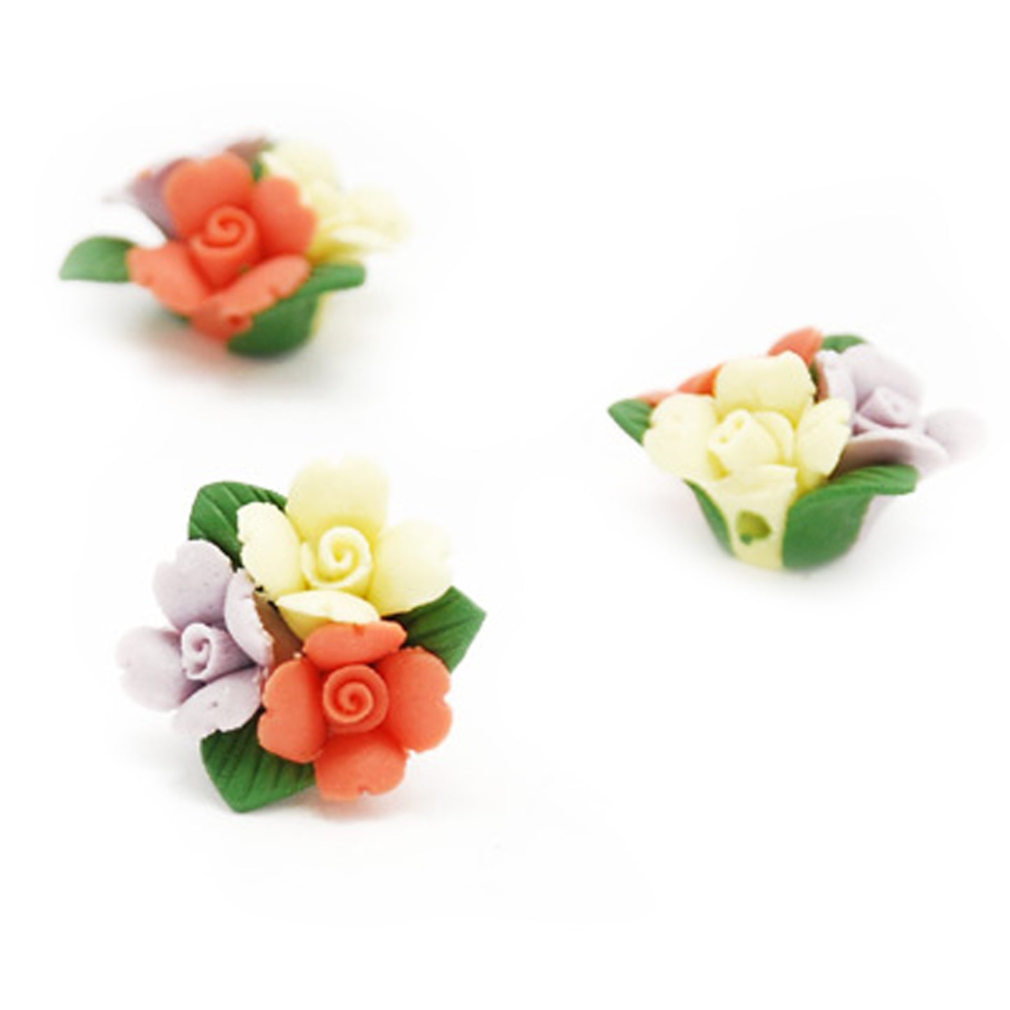 Porcelain flowers colorful / 22 mm