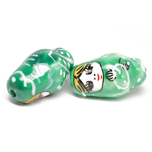 Porcelain matryoshka / babushka green / 24 mm