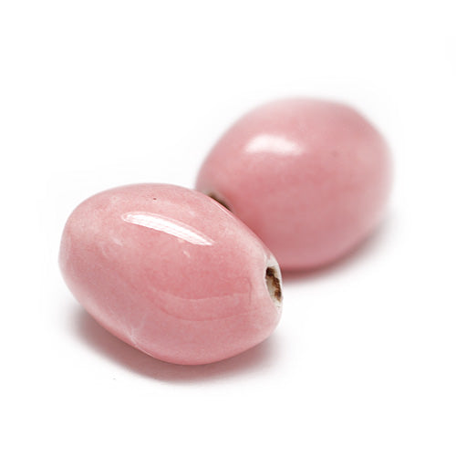 Porzellan Perle oval rosa / 16 mm
