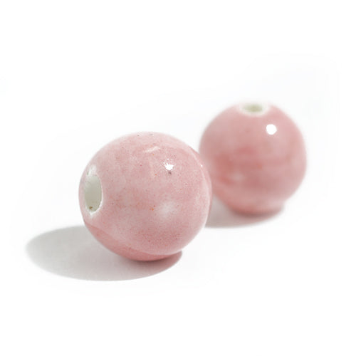 Porzellan Perle rund rosa / Ø 10 mm