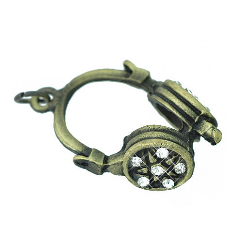 Headphone Kopfhörer Anhänger mit Strass / messingfarben / 30 mm