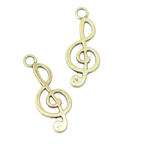 Note treble clef pendant / gold colored / 24 mm