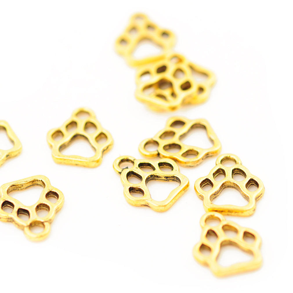 Paw Pendant / gold colored / 14 mm