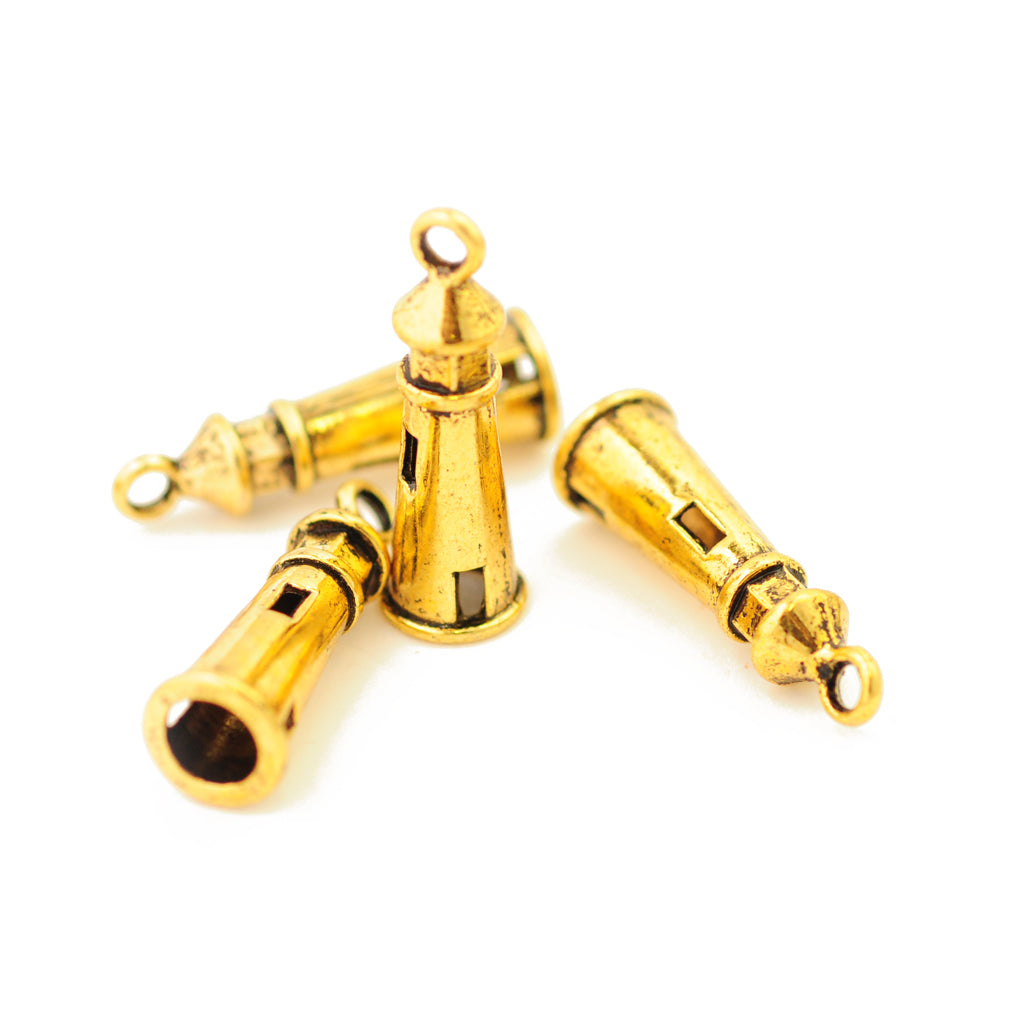 Lighthouse pendant / gold colored / 23 mm