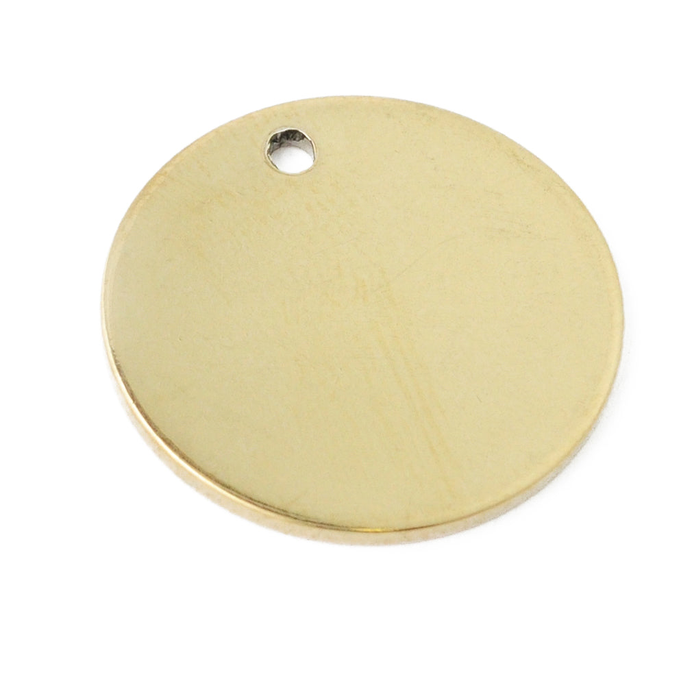 Stainless steel pendant / gold colored / Ø 20 mm