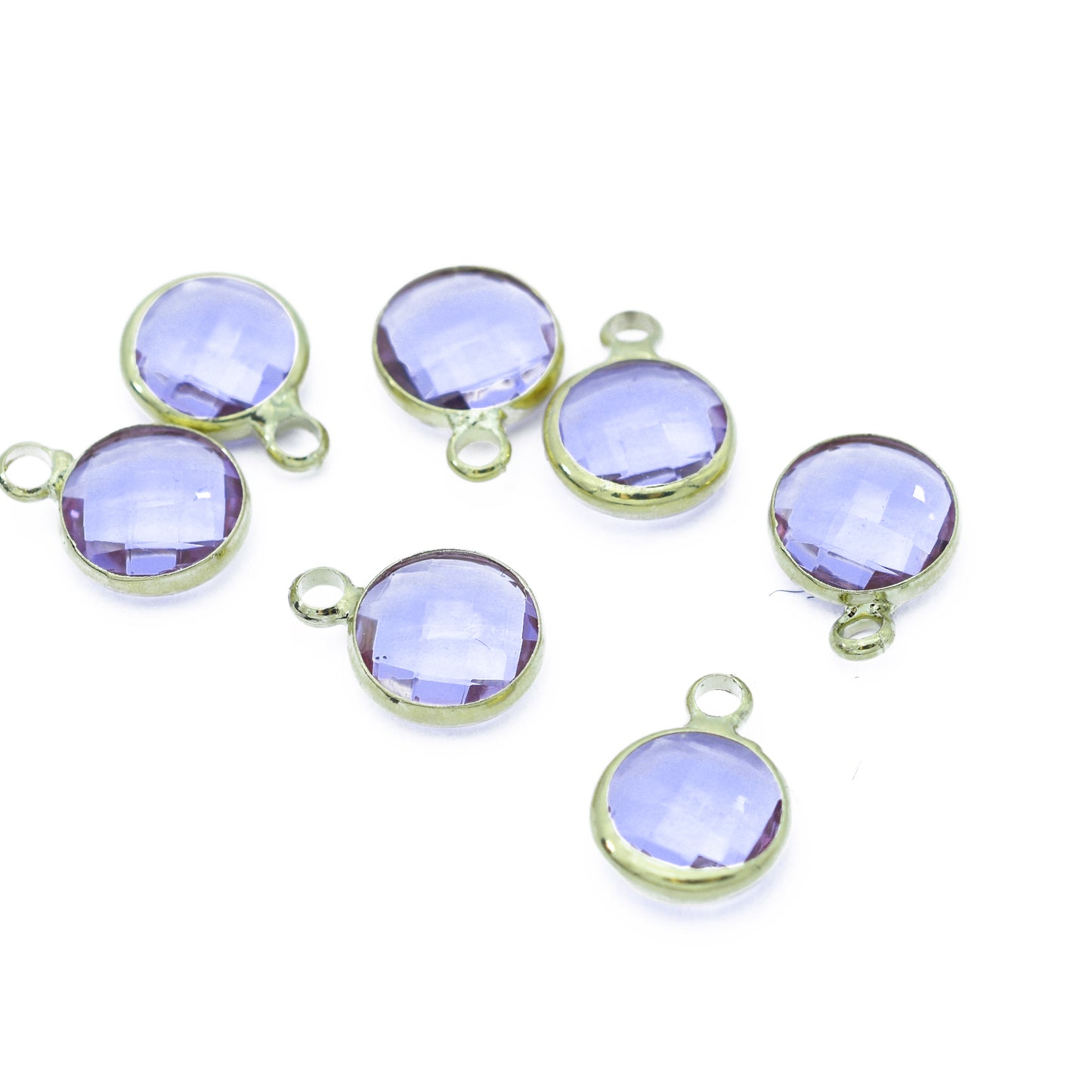 Kristall Anhänger violet / goldfarben / Ø 8 mm