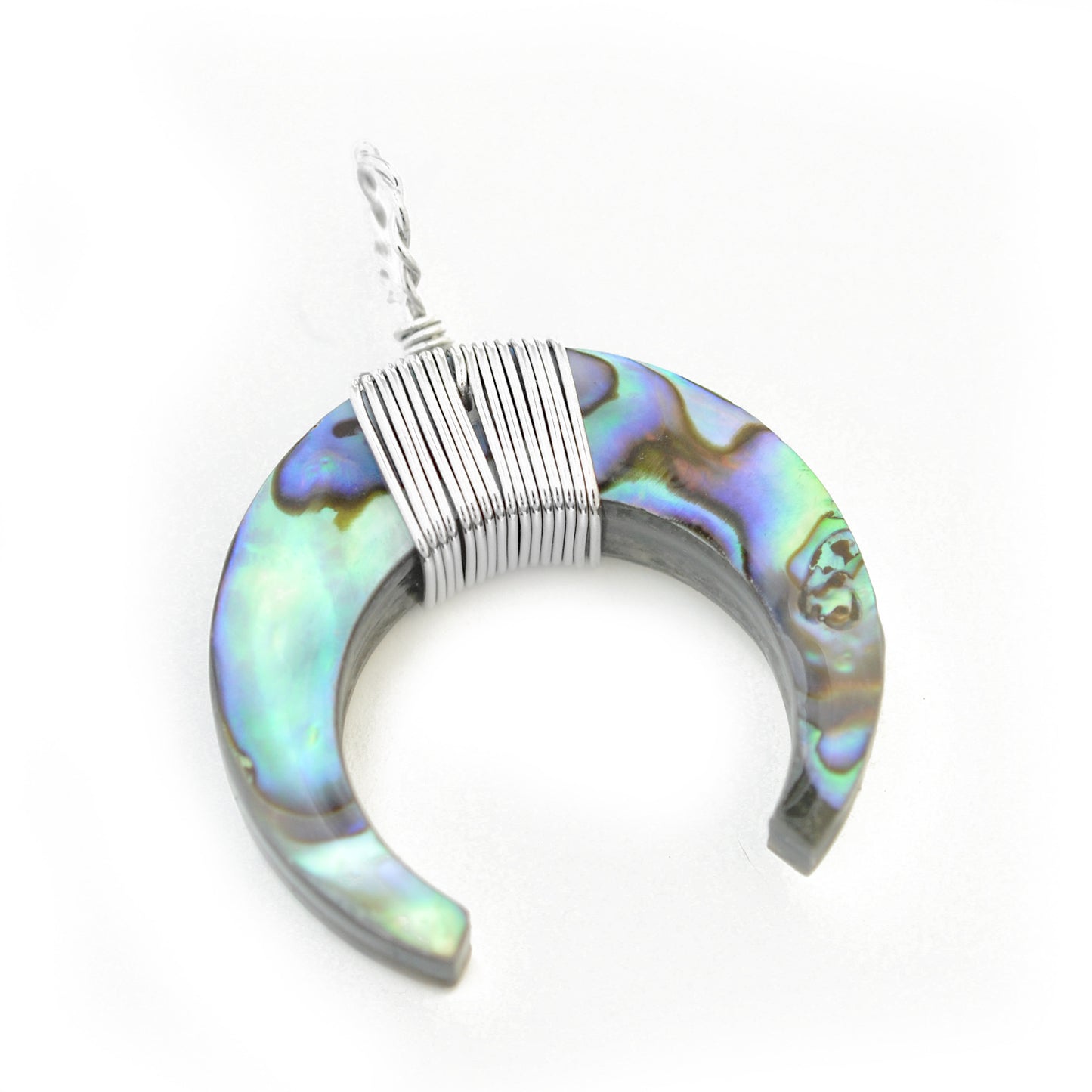 Abalone Horn Muschel Anhänger // silberfarben // 40mm