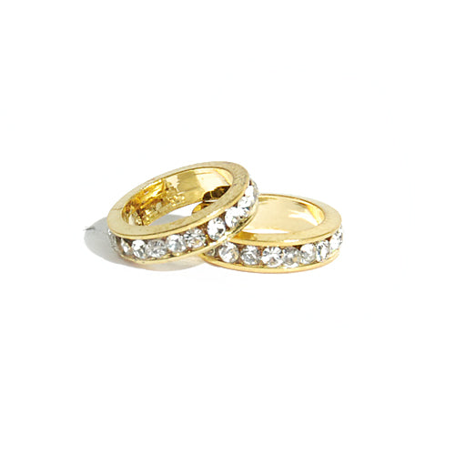 Strass Grossloch Spacer / goldfarben / 12 mm